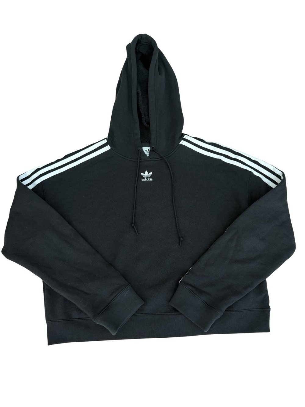 Adidas Originals Trefoil Hoodie Black Women’s Size S Classic Logo Pullover Sweat